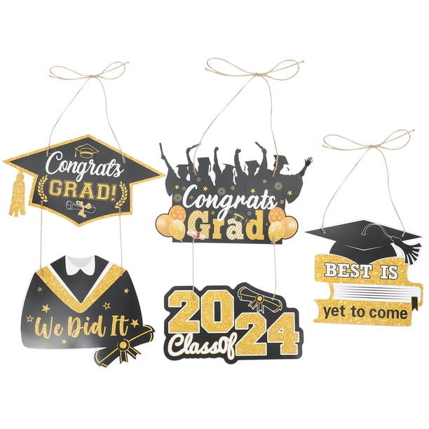 KAKOWELY 3 adornos colgantes de graduación, letreros para puerta de graduación, decoraciones para fiesta de graduación