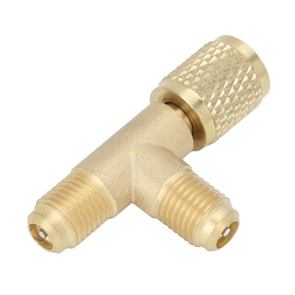 Adaptateur de Té de Raccord Rapide avec Noyau de Soupape en Laiton Structure Robuste SAE 1/4 Po pour R22 R12 R134
