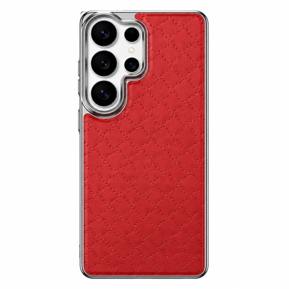 Corliven for Samsung Galaxy S23 Ultra Case, Lightweight PU Leather Hard PC Magnetic Back Cover with Wireless Charging, Red