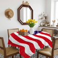thumbnail image 3 of American Flag Table Cloth Waterproof Tablecloths, Retro Rustic Stars And Stripes US Flag Tablecloth Dining Table Cover for Kitchen Party Tabletop Outdoor, Square Tablecloth 60x60 Inch, 3 of 9