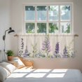 thumbnail image 4 of Purple Lavender Tier Curtains, Botanical Blossom Motif Leaves Spring Light Filtering Kitchen Curtains, 2Pcs Rod Pocket Half Window Treatments Panels for Sink Cafe Cabinet Camper 27.5x24 Inches, 4 of 9
