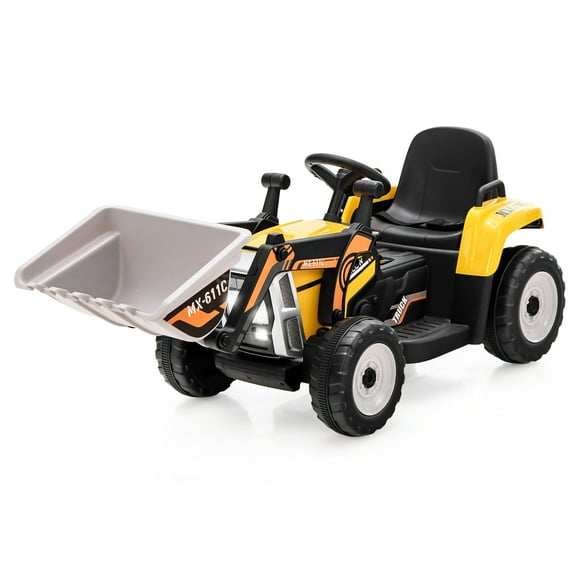 Costway Excavadora eléctrica para niños con control remoto de 12 V y balde para excavación, color amarillo
