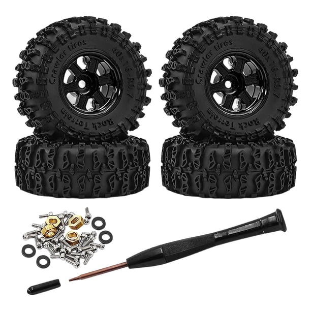 4 piezas 1/30 RC Car Wheels and Tires Accessories Robusto Coche RC de alto rendimiento Negro