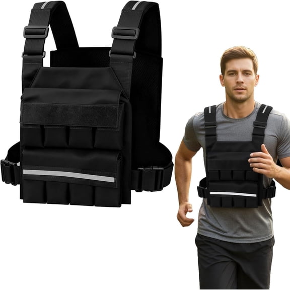 HJOKLS Weight Vest for Men Women，Adjustable Weighted Vests Strength and Endurance Training Fitness Workouts Tactical Running（Excluding Lead Blocks）Black