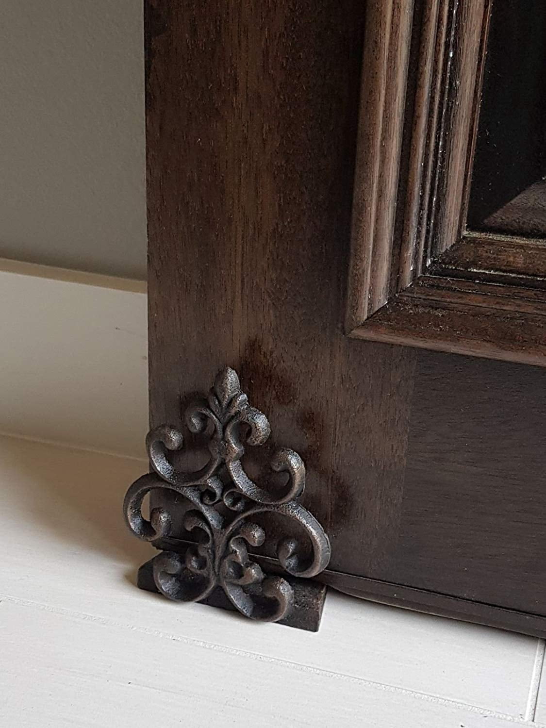 Lulu Decor, Cast Iron Fleur De Lis Door Stop, Door Stopper in Antique Black Finish, Beautiful and Useful Product (1)