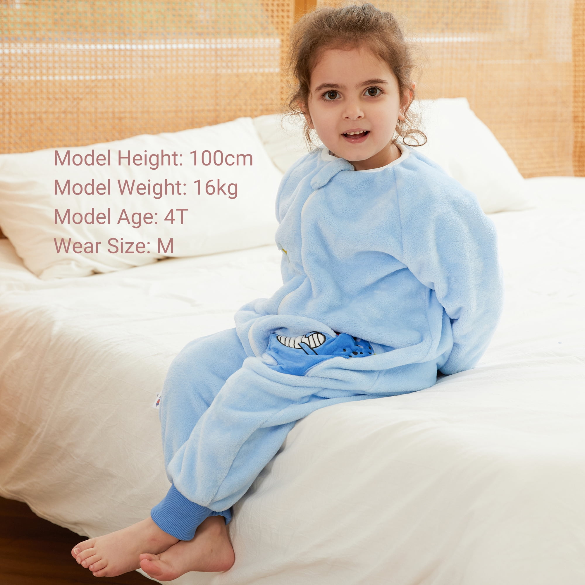ATAIKU Toddler Sleeping Sack 9M-6T Winter Warm Flannel 2-Way Zipper Baby Sleep Sack with Feet, Infant Animal Dinosaur Wearable Blanket
