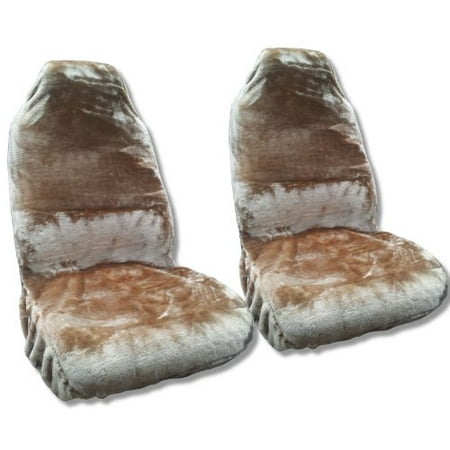Synth Sheepskin Seat Cover Pair Beige Tan Plush Fleece For Hyundai
