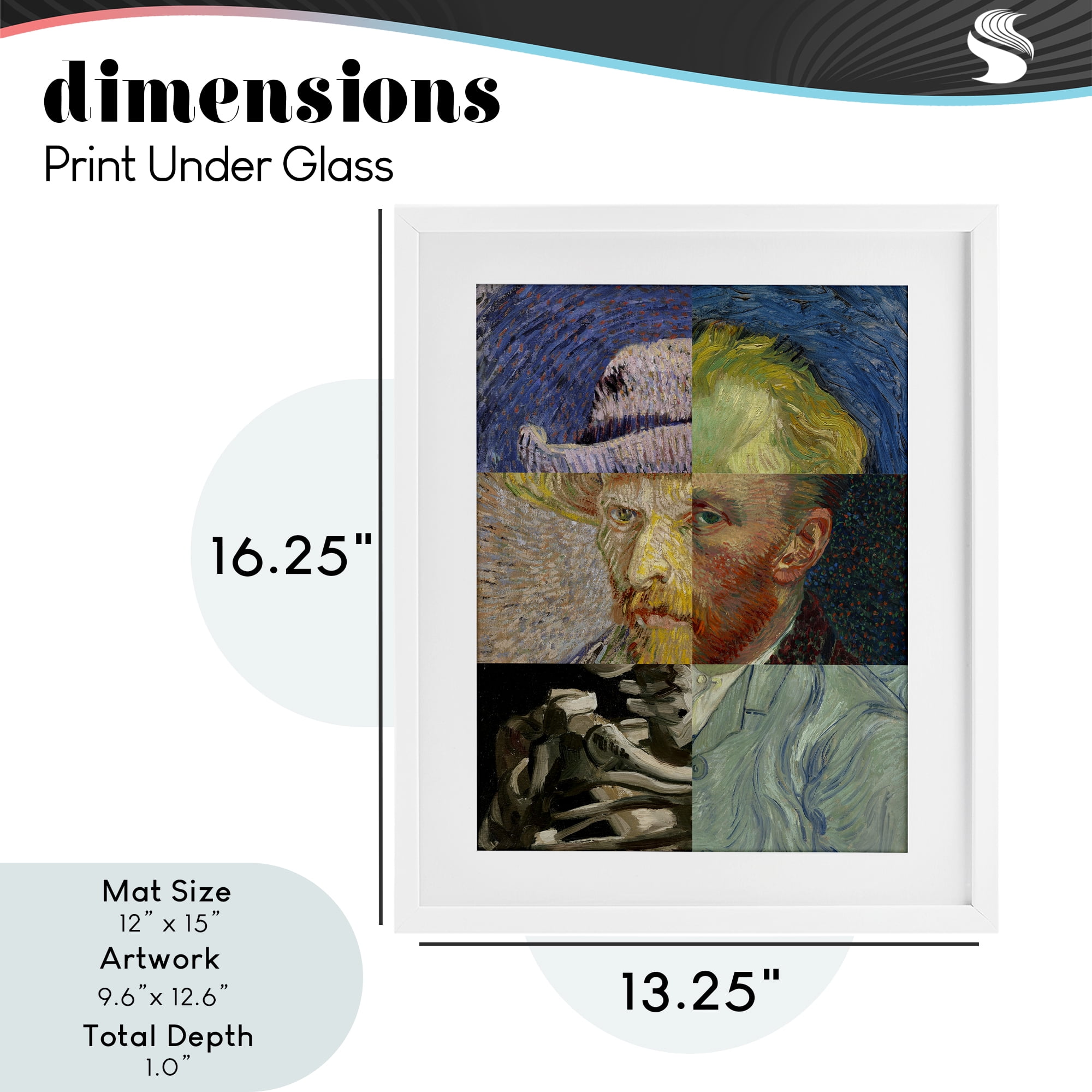 Collaged Van Gogh Portraits White Framed Print Under Glass, design by Masters Redux