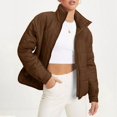 thumbnail image 1 of MKLEKYY Veste d'Hiver pour Femmes Automne Hiver Veste Zippée Unie Décontractée, 1 of 7