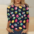 thumbnail image 1 of UPPADA T-Shirts de Pâques pour Femmes Bunny Rabbit T-Shirts à Imprimé d'Oeufs Manches 3/4 Col Rond T-Shirts d'Été Décontractés Mignons T-Shirts Graphiques Chandail Confortable Haut Vert, TTG, 1 of 5