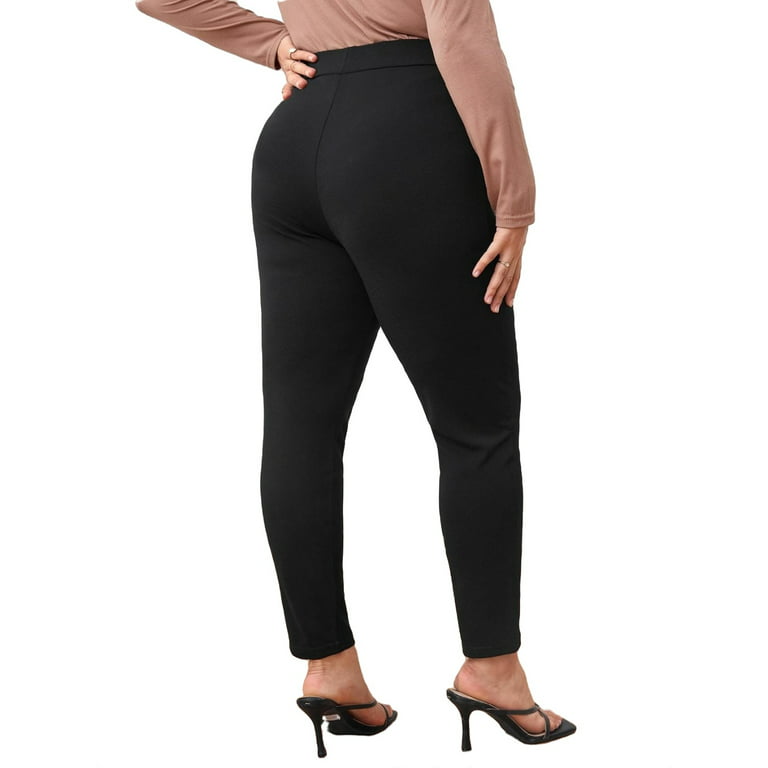Women's Plus Size Solid High Waist Skinny Pants Work Office Long Trousers  With Pocket 2XL(16) 