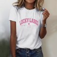 thumbnail image 2 of YDLCAFD T-Shirt pour Femmes Adapté à l'Impression Col Rond Manches Courtes Tee Tops Tunique Blouse, 2 of 5