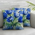 thumbnail image 3 of Nawypu  Blue Tropical Tulip Throw Pillow Covers,Nature Tulip Decorative Pillow Covers Digital Printing Blended Fabric for Couch Sofa Bed Invisible Zipper, 3 of 5