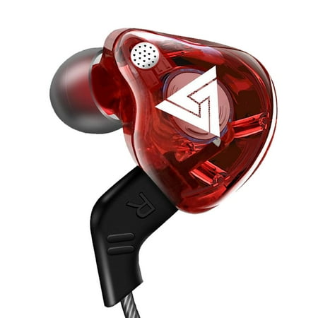 3.5MM Sports Wired with Microphone Wrap Around Earphones with Over Ear Hook Running Headphones for Workout Exercise Gym - Red