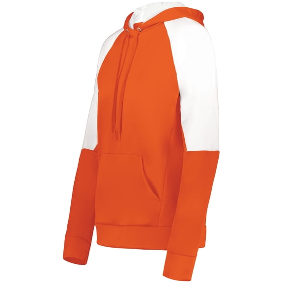 Holloway 222740.320.S Ladies Momentum Team Fleece Hoodie, Orange & White - Small