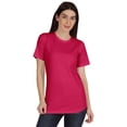 thumbnail image 1 of Inkmeso T-Shirt Basique à Col Rond pour Femmes, Manches Courtes, Coupe Régulière, Long Tee, Haut d'Entraînement, 1 of 8