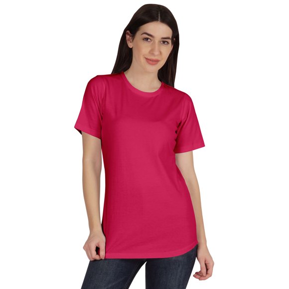 Inkmeso T-Shirt Basique à Col Rond pour Femmes, Manches Courtes, Coupe Régulière, Long Tee, Haut d'Entraînement