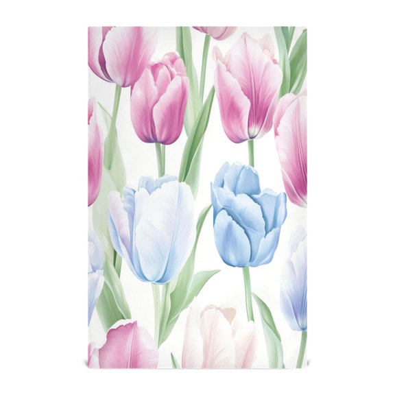 Tulip Bouquet on Pink Decorative Waffle Towel Kitchen Dishcloth 28x18in Multi-Use Tea Towel