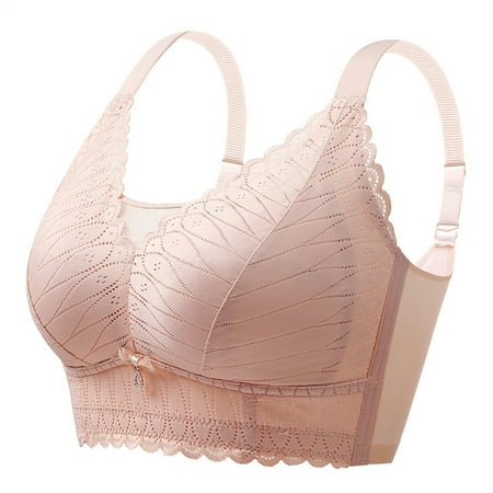 LLYWEY Comfortable Bras for Women No Underwire on Clearance T Shirt Bras Women No Underwire Ladies Balconette Bra Style-1113 Women Double Support Bra Feature Adult Female Lace Sports Bras Pinks 34B