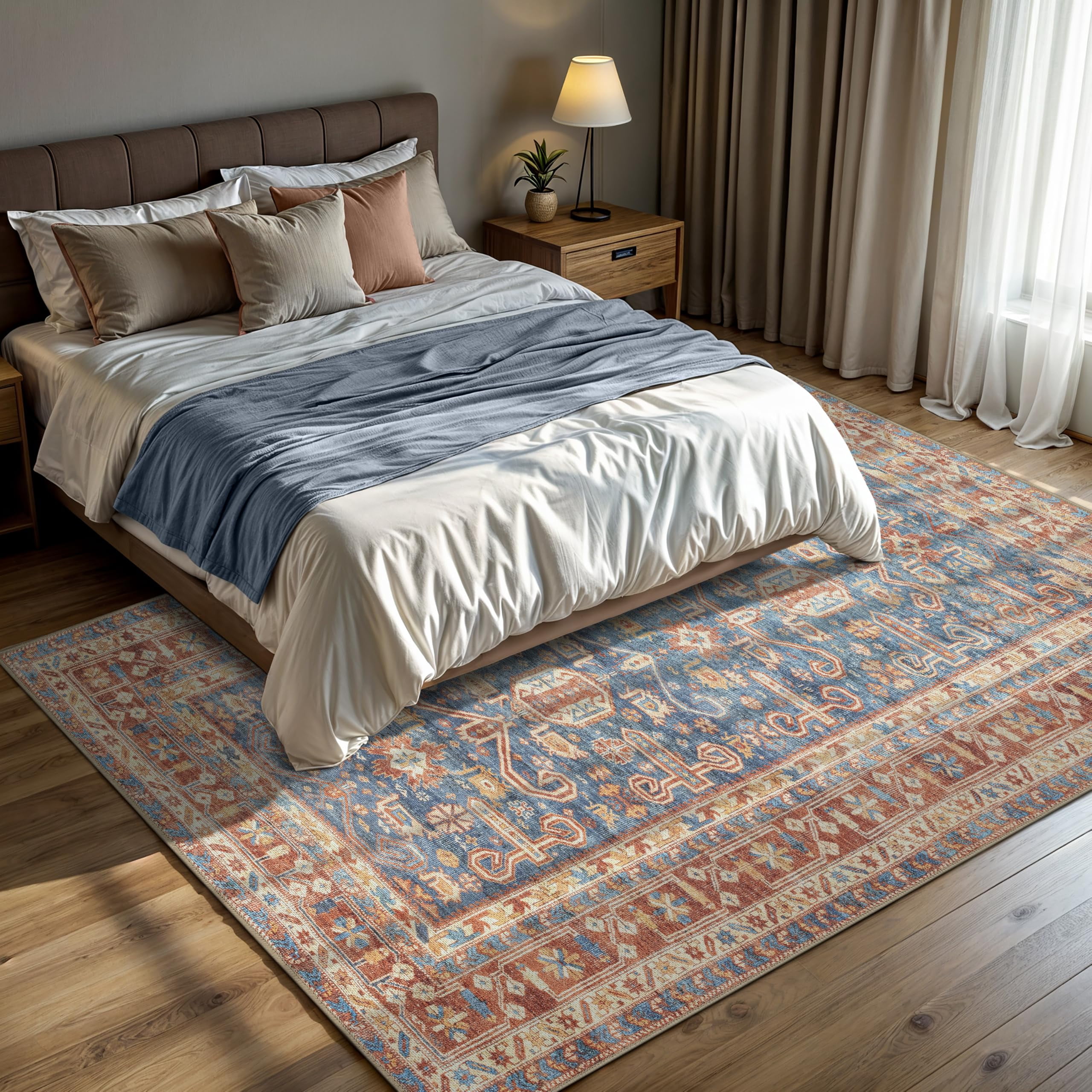 GLN Rugs Jerusalem - Indoor, Machine Washable Area Rug 8'x10' Turkish Terra Home Carpet