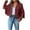 Wine#S, variant on HAPIMO Women's Cropped Fringe Jacket Faux Suede Leather Long Sleeve Lapel Collar Motorcycle Jackets Open Front Tassel Outwear Orange L