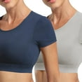 thumbnail image 3 of WBQ Womens Crop Tops Open Back Workout Cropped Tops Seamless Short Sleeve Top Backless Gym Athletic T Shirts Top Built in Bra, 3 of 4