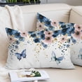 thumbnail image 2 of Navy Blue Spring Floral Throw Pillow Covers, Farmhouse Butterfly Watercolor Soft Breathable Pillow Cases with Invisible Zipper for Sleeping, Toddler Pillowcases for Couch Bed Sofa Chair 12x20 Inches, 2 of 9