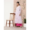 thumbnail image 3 of Janasya Indian Women's White Georgette Floral Printed Kurta with Flared Palazzo and Dupatta, 3 of 6