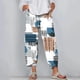 thumbnail image 1 of ICHUANYI Clearance Women's Casual Pocket Slim High Elastic Waist Print Sports Cotton And Linen Pants(White, XL) ICHUANYI WER2023081207046, 1 of 5