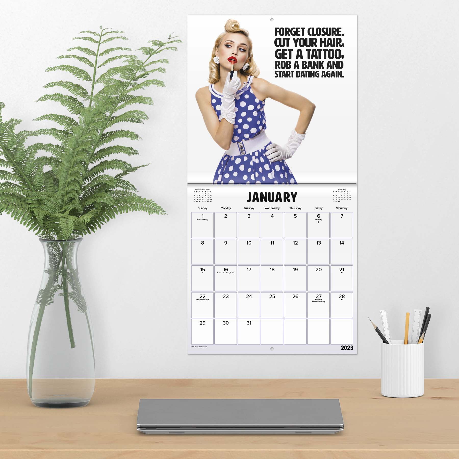 Trends International 2023 Sweet & Sassy Wall Calendar & Magnetic Frame