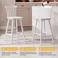thumbnail image 5 of Dayalane Windsor Bar Stools Set of 4, 26" Farmhouse Wooden Counter Height Barstools with Spindle Back & Footrest, Armless Kitchen Island Stools for Bistro, Pub, Breakfast Bar,White, 5 of 7