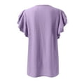 thumbnail image 6 of Tittly T Shirts for Women Basic Tees Women's Summer Top V Neck Ruffle Short Sleeve Casual Loose Tee T Shirts Tshirts Shirts Womens Tops Purple XL, 6 of 6