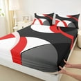 thumbnail image 3 of Erosebridal Abstract Geometry Round Bed Sheets Set Queen Size,Red Aesthetic Art Bedding Sets Queen Size,Geometric Pattern Bed Sheets Queen,Microfiber Room Decoration,4-Piece, 3 of 7