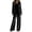Black, variant on Women Velour Sweatsuits Sets Lounge Set 2 Piece Sweatsuit Crew Neck Sweatshirt and Sweatpant Velvet Jogging Suit Wine