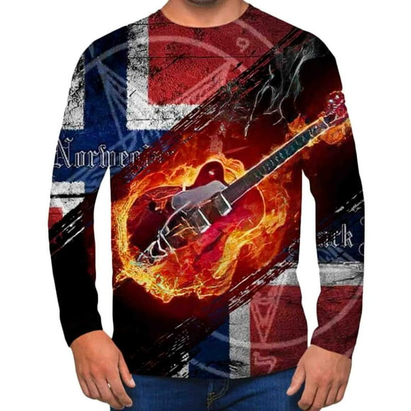 Meichang Long Sleeve T Shirt Men Cotton,Graphic Tees Men Casual 3D Print T-Shirts Novelty Crewneck Muscle Long Sleeve Shirts for Men