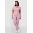 thumbnail image 2 of Women's Plus Size Compression Rib Johnny Collar Short Sleeve Top, 2 of 4