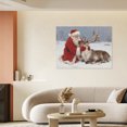 thumbnail image 6 of Vintage Christmas Cute Elk and His Santa Claus Wall Art Paint Framed - Retro Xmas Festive Winter Holiday Christmas Wall Decor Canvas Print for Living Room Kitchen Bathroom Home Bedroom Decor, 6 of 9