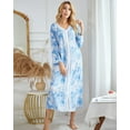thumbnail image 6 of Nightgowns for Women V Neck Sleepwear Loungewear,Floral Print Comfy House Dresses Long Sleeve Sleep Dress Nightshirt Sleepwear,Full-Length Asymmetric Plus Size Pajama Dress,Moon Stary S-2XL, 6 of 9