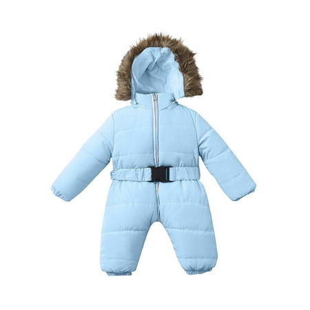 

Bagilaanoe Toddler Baby Girl Boys Winter Quilted Puffer Jumpsuit Long Sleeve Plush Padded Hood Bodysuit 3M 6M 9M 12M 18M 24M 3T Kids Warm Zipper One Piece Romper