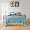 thumbnail image 4 of Barefoot Bungalow Audrey Vintage Floral Bedspread Set, Reversibe, Jumbo Sized, 3-Piece King, Turquoise, 4 of 10