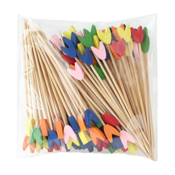 Storsr 100PCS Natural Timber Fruit Picks - 4.72 Inch for Party Snacks, Appetizers & More,Sturdy, Splinter-Free Skewers,Eco-Friendly & Reusable