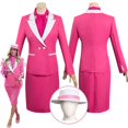 thumbnail image 2 of Ropa de Margot Pink Barbei para mujer adulta, disfraz de fantasía, chaqueta, vestido, sombrero, traje de película Barbei, traje de Halloween para mujer, 2 of 5