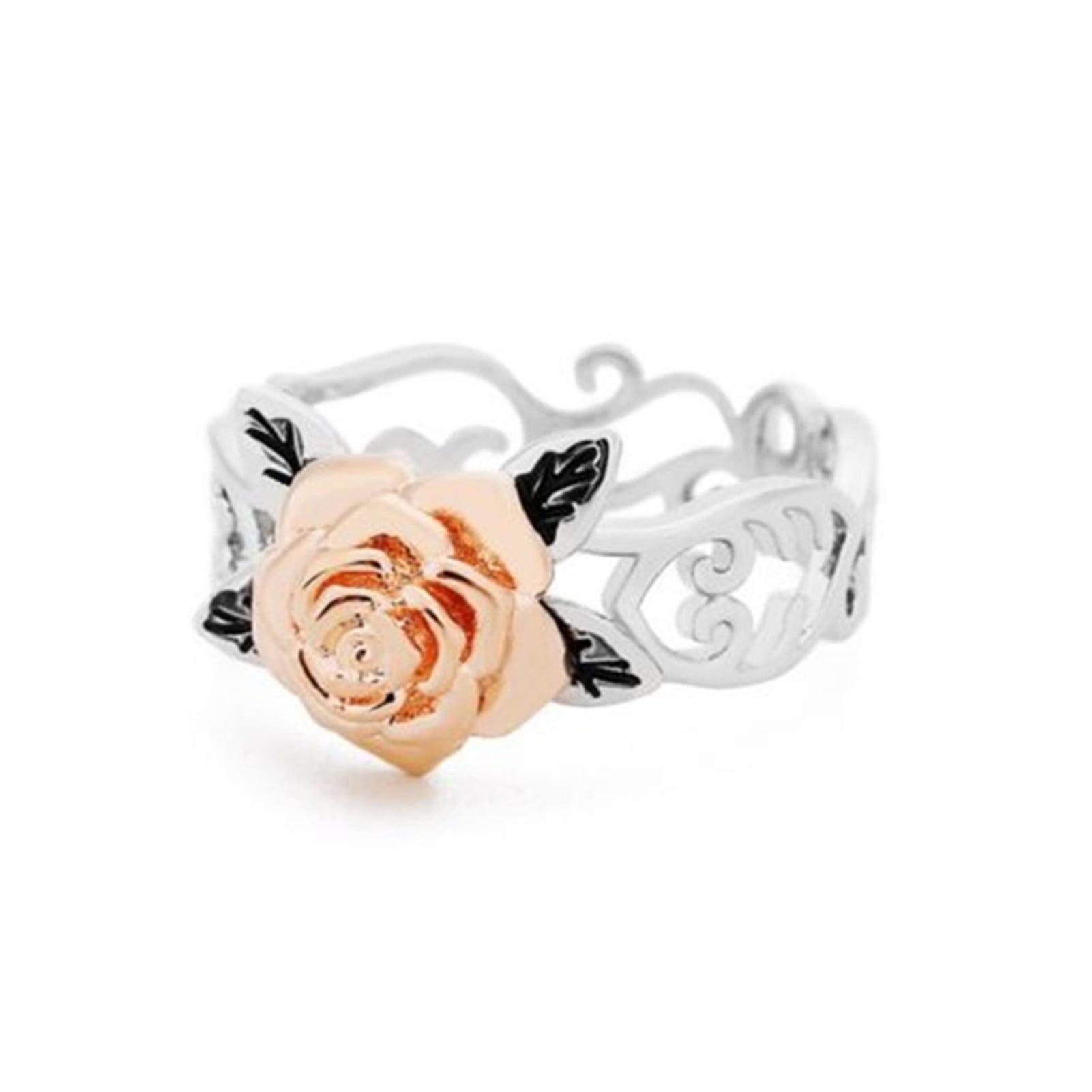 Fashion Rose Flower  Silver Jewelry Wedding Ring for Women Rings Gift Sz 6-10 