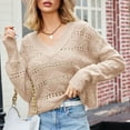 thumbnail image 4 of JINMGG V Neck Sweaters for Women Fall Winter Clearance,Women V-Neck Hollow Diamond Knit Fashion Sweater, 4 of 5