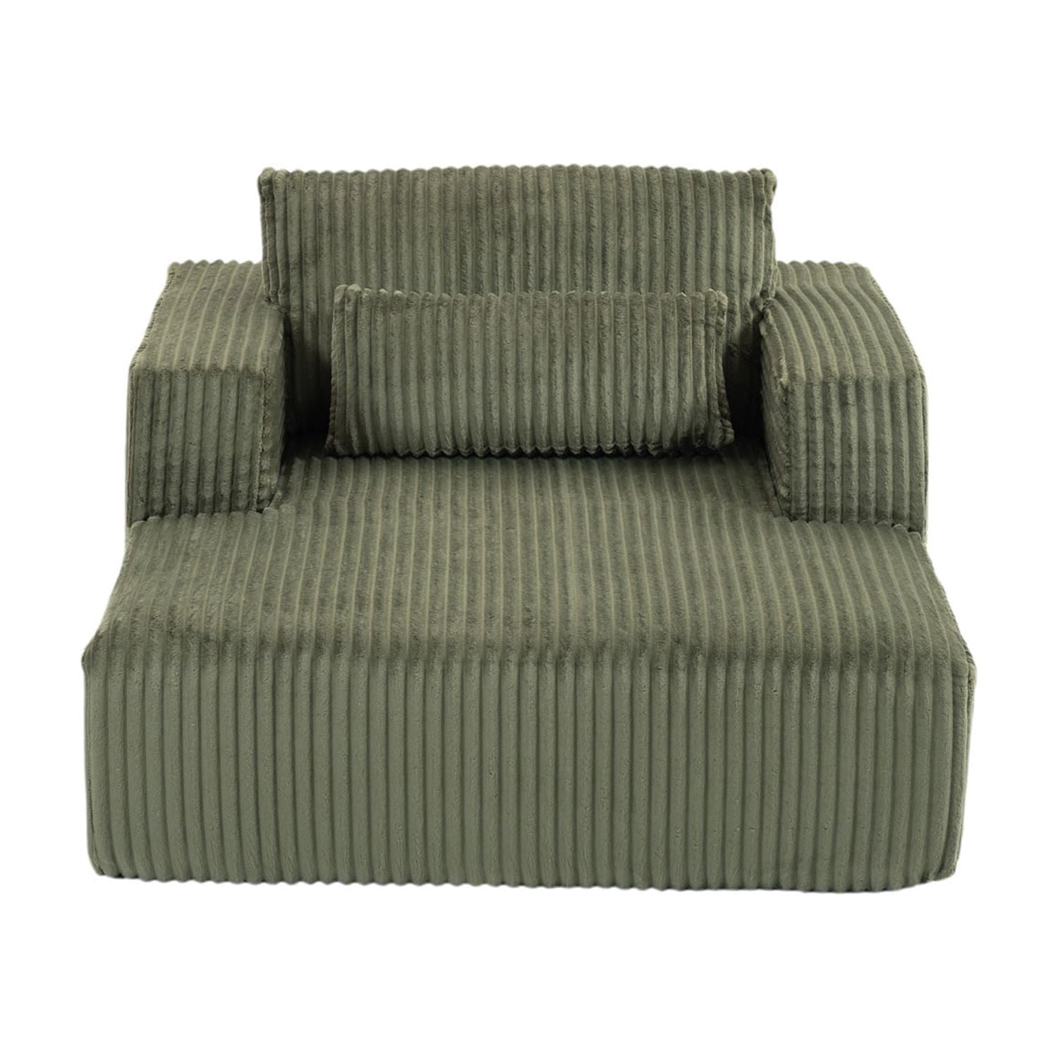 Hommoo Compressed Sofa Couch Bed with 2 Lumbar Pillows, Modern Corduroy Fabric Convertible Sleeper, for Living Room, Bedroom & Apartment, Green