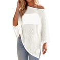 thumbnail image 2 of Sheer Beach Cover Ups for Women Solid-Colo Loose Fit Through Asymmetrical Knit Poncho Tops Beach Lightweight Sun Tunic Top(White.), 2 of 4