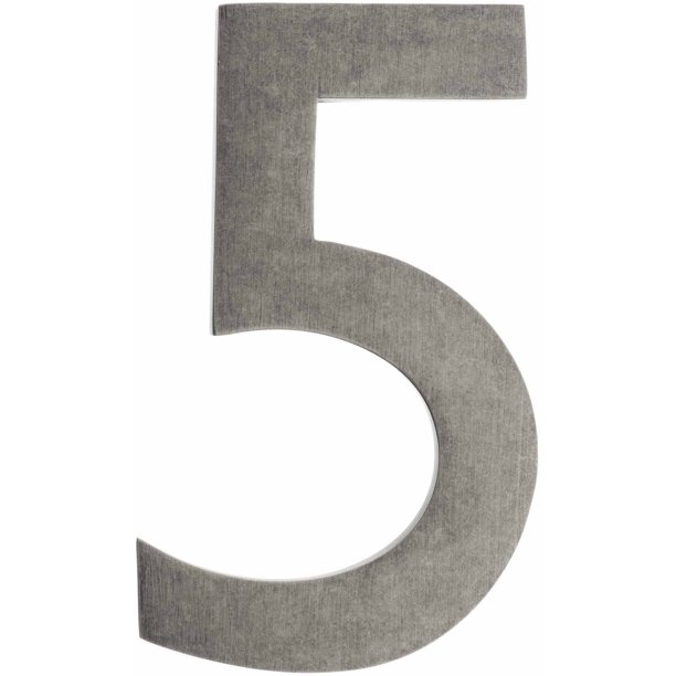 Architectural Mailboxes 4" Brass Floating House Number, Satin Nickel, 5