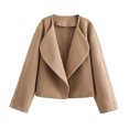 thumbnail image 1 of Abrigo básico de moda para mujer, chaqueta informal de manga larga con cuello de solapa, sin botones, cálida, Otoño e Invierno, 1 of 5