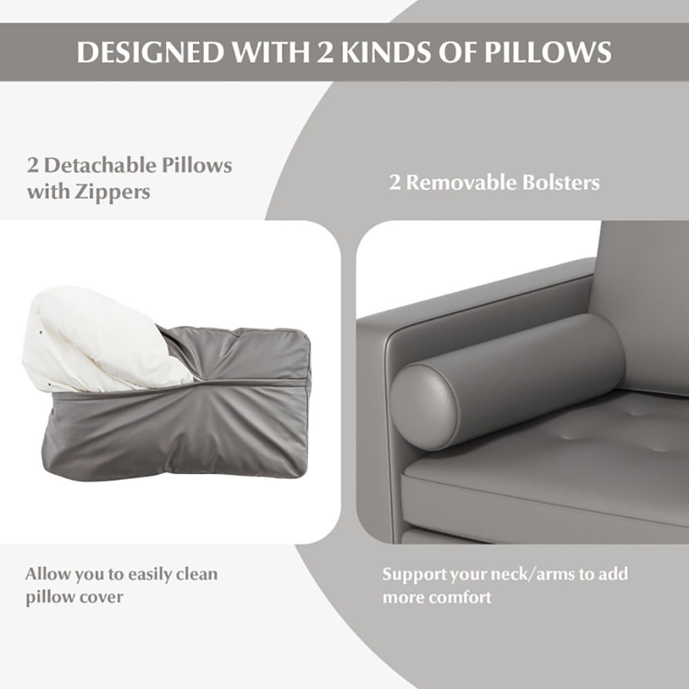 Finihen Loveseat Sofa, Modern Loveseat Sofa with 2 Bolsters and Side Storage Pocket, for Living Room, Bedroom, Light Gray Finihen Loveseat Sofa, Modern Loveseat Sofa with 2 Bolsters and Side Storage Pocket, for Living Room, Bedroom, Light Gray