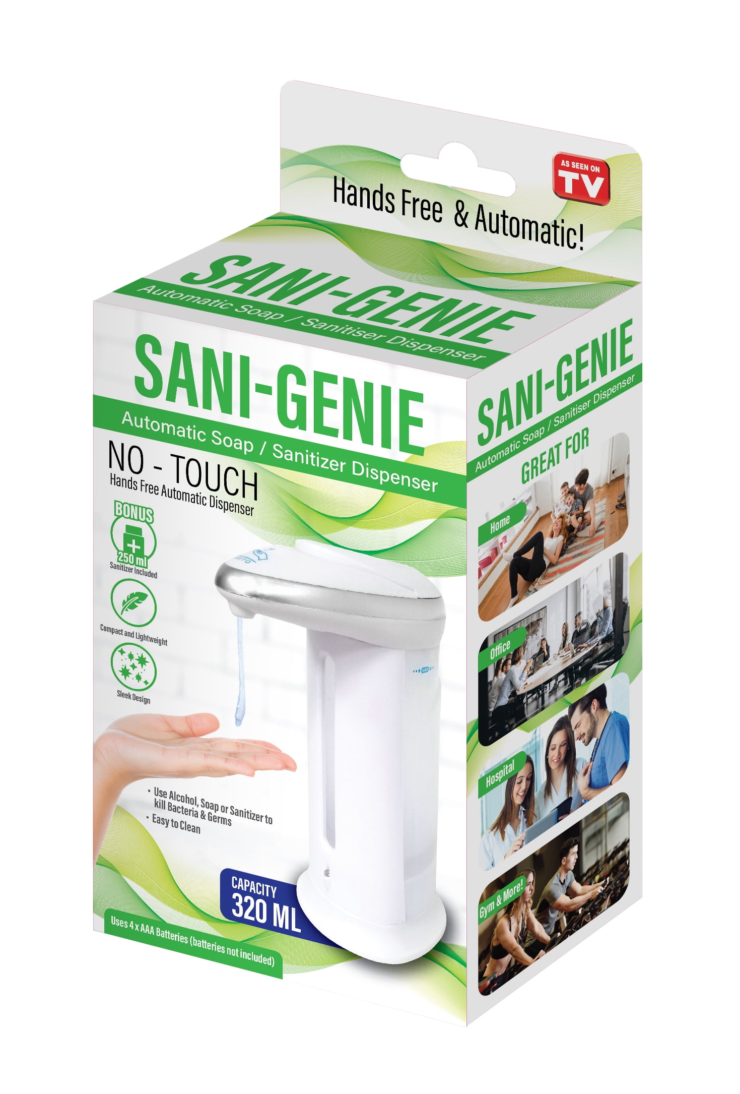 Sani Genie No Touch Automatic Hand Sanitizer And Soap Dispenser Walmart Com